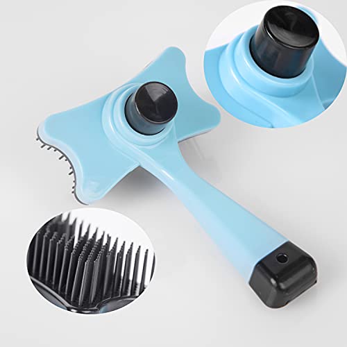 Pet dog&cat Cleaning and Grooming Massage Brush with Quick Self-cleaning Function and Soft Bristles will Make Your Pet Love it (Blue)