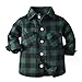 Baby Boys Plaid Shirt Toddler Flannel Button Down Jacket Long Sleeve Outfits Infant 𝐁ack to School (Green, 3-6 Months)