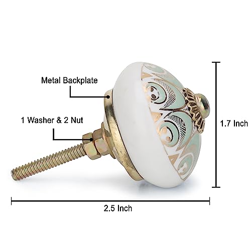 FURNISHFUL FINESSE Keramik-Türknäufe, Schrankknauf, für Küche, Kleiderschrank, Ziehgriff, Kommode, verschiedene Boho-Heimdekoration – Grüngold, (12 Stück)