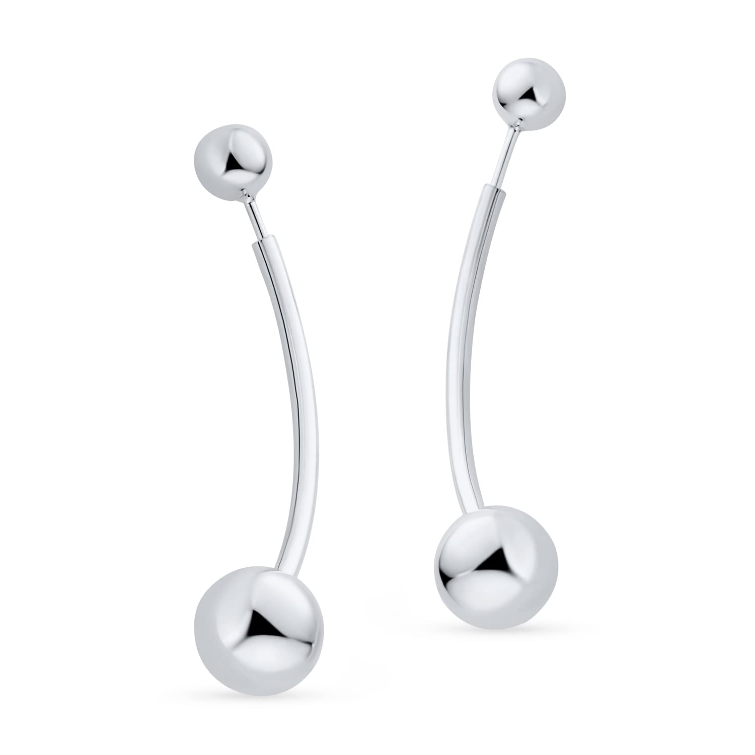 Pendientes colgantes de hilo largo fino geométrico minimalista con cuentas escalonadas para mujer adolescente, chapados en oro amarillo de 14K, plata de ley .925, cuenta de 8MM
