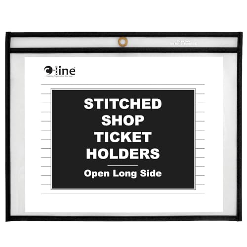 C-Line Stitched Shop Ticket Holders, Both Sides Clear, Open Long Side, 12 x 9 Inches, 25 per Box (49912)