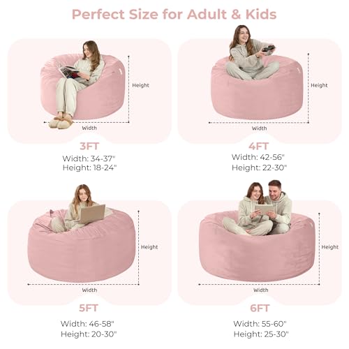 Image of HABUTWAY Bean Bag Chair: Giant 5' Memory Foam Furniture Bean Bag Chairs for Adults with Microfiber Cover 5Ft (Pink)