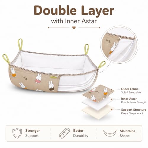 Image of Traditional Baby Khoyu /Cotton Cradle Cloth for Ghodiyu /Jhula /Palna with Astar Double Layer Support | Cloth for Cradle Stand Use Rabbit Print (Brown)