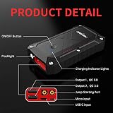 Car Jump Starter, 2200A Peak 25800mAh Portable Battery Starter for Car (up to 8.0L Gas & 7.0L Diesel) with Smart Safety Jumper Clamps Portable Power 12V Car Battery Booster Pack USB Quick Charge - 4