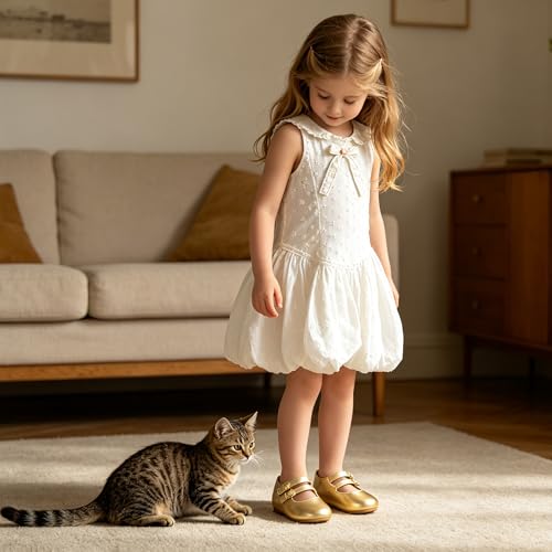 Otter MOMO Toddler/Little Girls Mary Jane Ballerina Flats Shoes Slip-on School Party Dress Gold Shoes Size 10 - Thumbnail 3