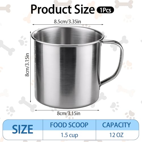 Vaso medidor para alimentos de mascota 350 ml acero inoxidable miniatura 3