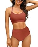 GVAOO Conjunto de bikini deportivo de cintura alta para mujer, Large