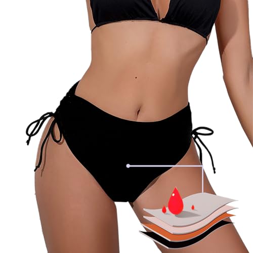 BIOECEUA Pantalon de natation menstruel pour femme, taille haute 4 plis, étanche, pour filles et adolescentes, super absorbant, séchage rapide, pour la plage et la piscine, Noir , XXS