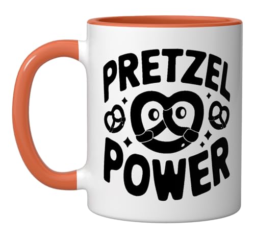 Tazón cerámico Pretzel Power 11 oz naranja/blanco miniatura 1