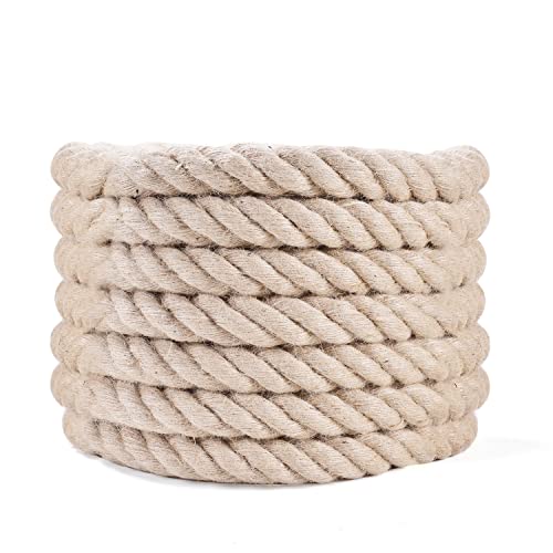 Jute Rope - Twisted Manila Rope Natural Thick Hemp Rope Multipurpose For Indoor And Outdoor Use, For Docks, Railings, Diy Projects, Home Decorating, Climbing (1 Inch X 50 Feet) #TOP2