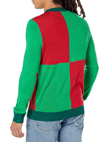 Tipsy Elves Men's Ugly Christmas Sweaters - Funny and Tacky Embellished Christmas Sweaters for Men - Red and Green Wrapping Paper Christmas Sweater with Gold Bow and Tag Size Large - Thumbnail 3