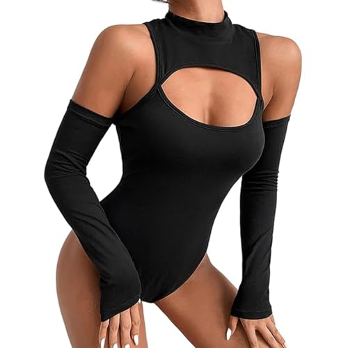 Sexy Rave Outfits for Women Goth Clothes Dancer Cutout Bodysuit Festival Black Rave Body Suit Exotic Set Wear Cut Out Body Suit Club Party Dance Lingerie Y2K Outfit