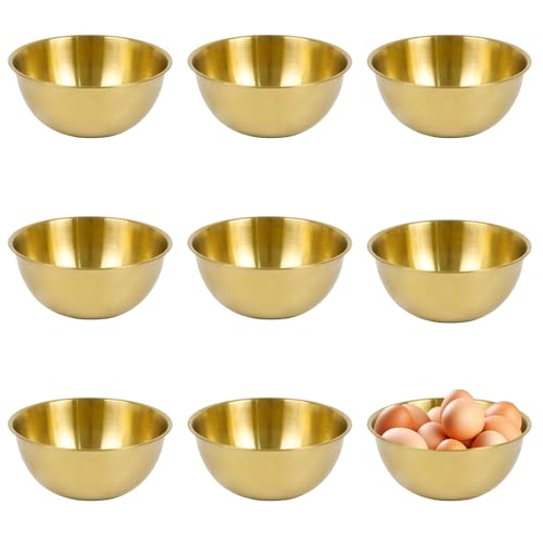 Sxutop 8 Piezas Cuenco Dorado 17 Cm De Acero Inoxidable Cuenco Ensalada Dorado Cuencos Apilables Acero Inoxidable Dorados Cuencos De Cocina Para Ensalada Sopa Arroz Fideos Ramen Fruta 17 X 7 Cm
