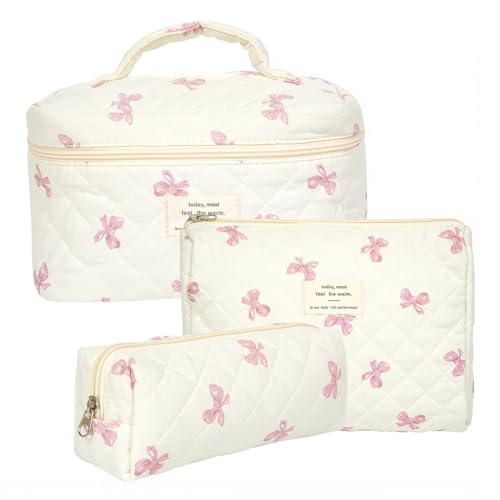 3 beauty case in cotone, comodi e resistenti, capacità diverse, per viaggi e cura personale, beauty case da viaggio, beauty case donna