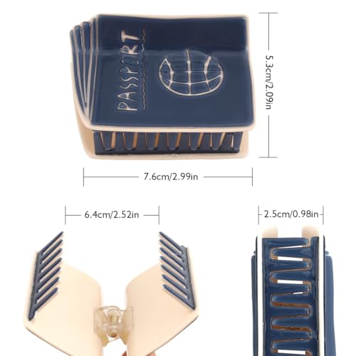 Passport Designs Hair Claw Clip, Novelty Blue Hair Clips for Women Gift