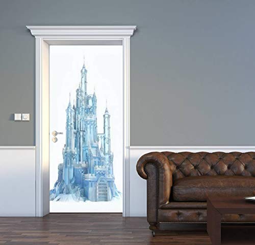 3D Door Decal Ice Castle 3D Illustration Door Stickers Removable Adhesive Pvc Door Wall Mural Door Wallpaper Door Art For Home Decor 30.3" W X 78.7" H #TOP10
