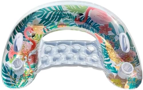 Aufblasbarer Flamingo Poolsessel für Erwachsene mit Getränkehalter, ergonomischer Rückenlehne und Griff – Schwanenstyle ...