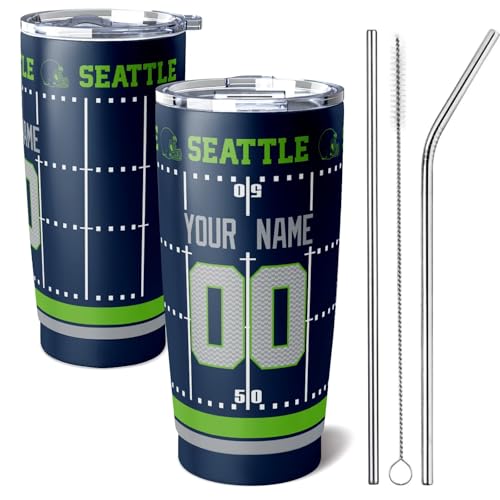 Image of ANTKING Seattle Tumbler 20 oz Travel Coffee Cup for Men Women Boy Custom Name Number Gifts