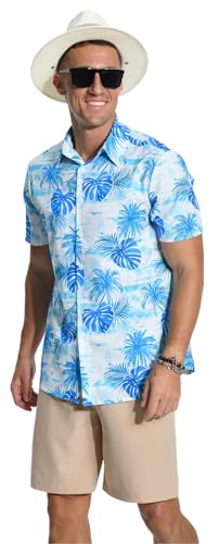 Aiyino Hawaiian Shirt for Men, Tropical Holiday Short Sleeve Casual Button Down Beach Shirts - Image 4