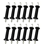 Plastic Electric Fence Gate Handle Insulators, Gate Handle with Spring (Black) (12)