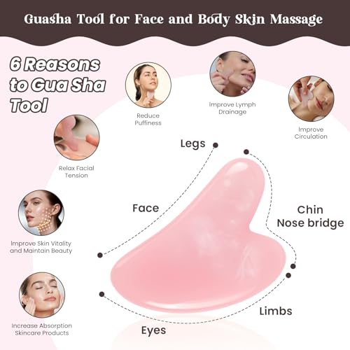image for Duoffanny Lymphatic Contour Face Brush and Jade Gua Sha Set, 2-in-1 Ma