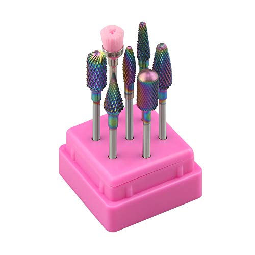 Tungsten Nail Drill Bits for Acrylic Nails by Aieil - 7PCS 3/32" for Polishing Manicure Pedicure Cuticle Fit for Most Nail Drill (Cover NOT Included)