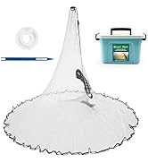 Handmade American Saltwater Fishing Cast Net, BETTER LEADER Fish Net for Bait Trap 3/4/5/6/8 FT R...
