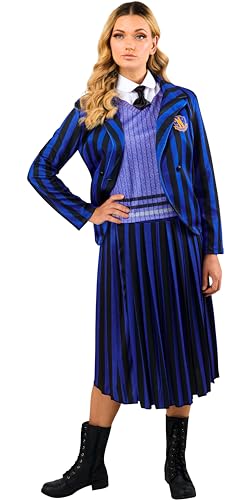 Rubies Disfarce de uniforme escolar Wednesday Nevermore para mulher, azul, S