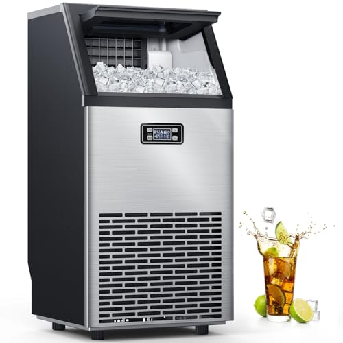 Commercial Ice Maker,2025 Upgraded-101lbs/24H Stainless Steel Ice Machine with 33lbs Storage Capacity, Auto Self-Cleaning, LED Digital Display, 45 Ice Cubes in 12 Mins,Home/Bar/Restaurant