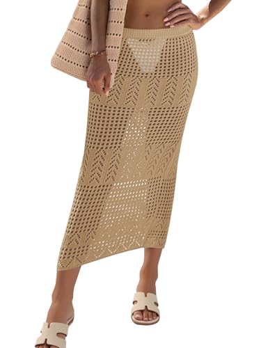 Fisoew Womens Crochet Skirt Cover Up High Waist...