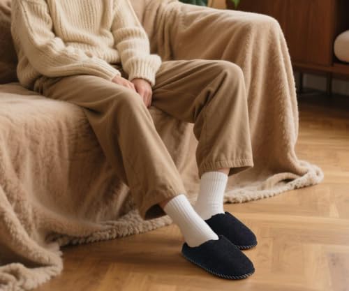Image of KuaiLu Womens Supportive Memory Foam Slippers Felt Fuzzy Lined Heel Cushion Lightweight House Shoes for Indoor Outdoor