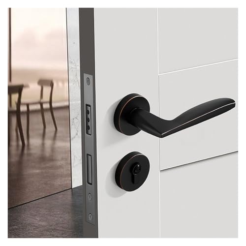 Serrure de porte en bois moderne poignée noire intérieure split