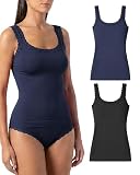 Risalti Camiseta Tirantes Mujer de Microfibra - Hombro Ancho Sin Manga Elegante, Top más Suave que Algodón, Sin Costuras - 3 pz - Made in Italy