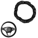 COYUN 1 Pezzo coprivolante per Auto, coprivolante in Pelle Elastica, Volante Antiscivolo per Veicoli, Accessori universali per Volante, Antiscivolo in Pelle PU Traspirante Copristerzo, Linea nera