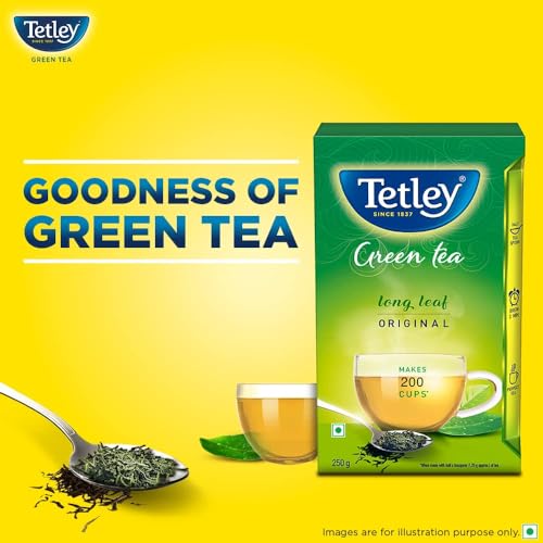 Image of Tetley Long Leaf Green Tea, 250g (Pack of 3)