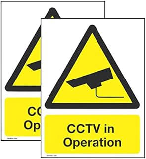 Haobase 2PCS Security Notice, CCTV In Operation Sign - Self Adhesive Vinyl Sticker (15cm x 20cm)