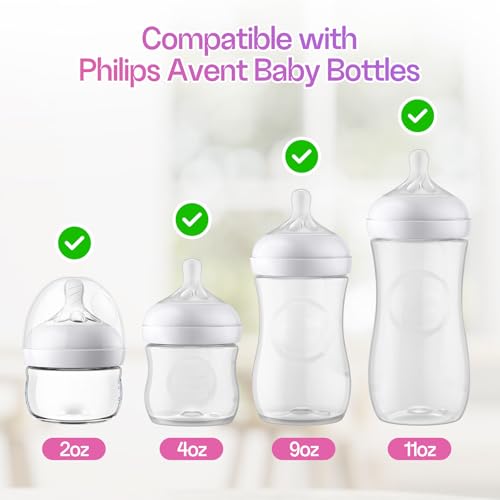 VANEST 4 Packs Silicone Bottle Nipples Compatible with Philips Avent Natural Bottle, Replacement Bottle Nipple BPA-Free, No Spill, Anti-Colic, 3+ Month (Flow 4)