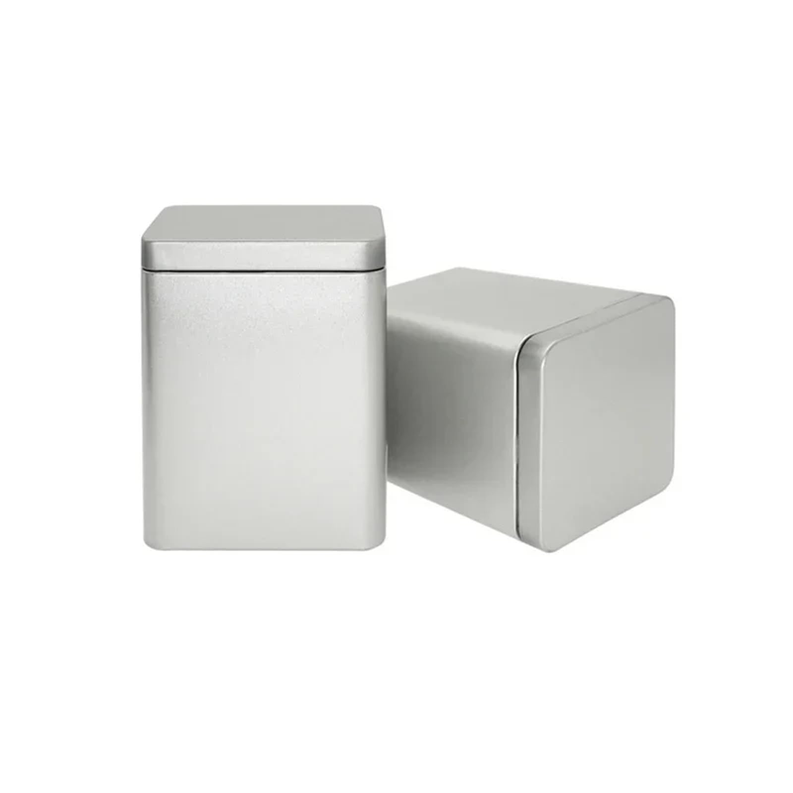 FDBTYJN Tea Caddy 6pcs Tea Cans Square Metal Packaging Storage Box Case Small Tin Jars Food Chocolate Candy Sealed(Silver)