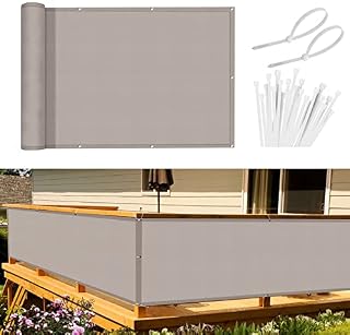 Sunnylaxx Osłona Balkonowa 75 x 500 cm,Ochrona przed Wiatrem, Nieprzejrzysta osłona Balkonu, PES 170 g/m², Ochrona przed Wiatrem i Promieniowaniem UV, z oczkami i opaskami Kablowymi, Kremowa biała