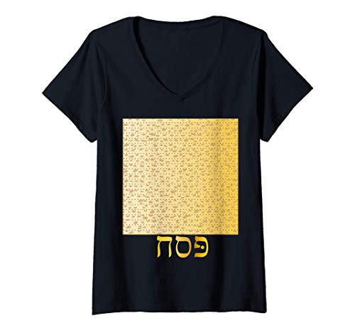 Mujer Happy Passover Matzah Matzo Cute Jewish Tshirt Camiseta Cuello V