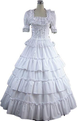 Amazon Co Jp 夏の昼下がり 半袖 ロングドレス 白 ロング丈 ロリータ ゴスロリ 舞台 コンサート ダンス コスプレ 衣装 S ファッション
