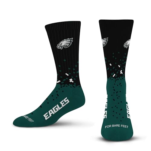 For Bare Feet - Officially Licensed NFL Spray Zone Crew Socks Men's Size Large 10-13 (US, Alpha, Large, Regular, Regular, Philadelphia Eagles)