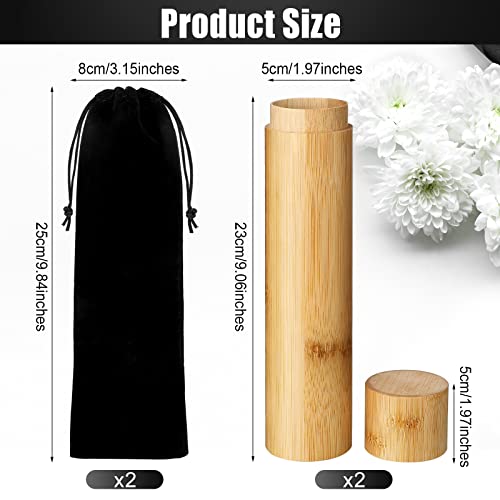 Yalikop 2 Sets Scattering Urns Bamboo Scattering Cremation Small Urns Mini Bamboo Spreading Funeral Urn Tube Keepsake Urn with Black Velvet Bag Human Ashes Casket for Humans Pet Dog