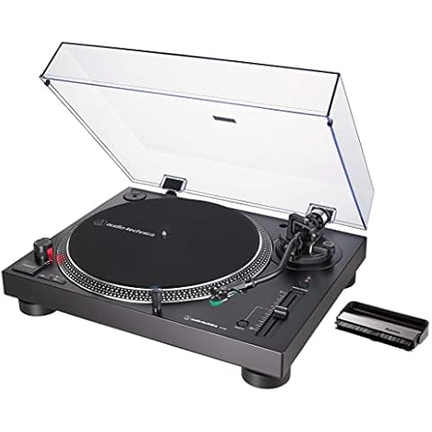Tocadiscos Audio-Technica AT-LP120X con cepillo de fibras de carbono para vinilos Cover
