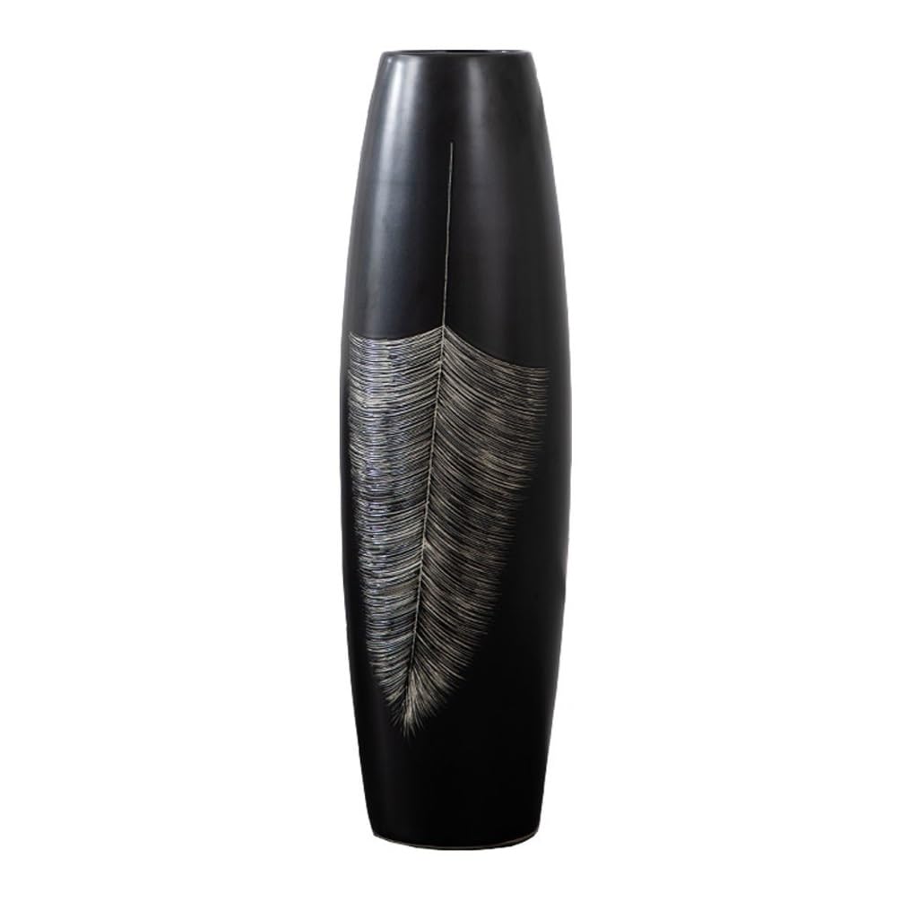 Centerpiece Vases Loor Vase Black Handmade Ceramic Ornament Modern Simple Home Living Room Decoration Dried Flower Arrangement