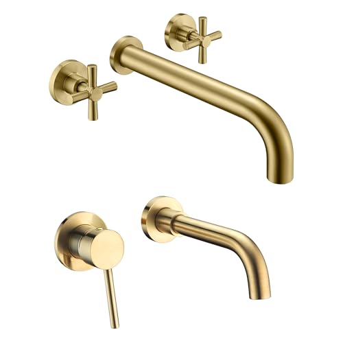 Nfusrxmbk Gold Wall Mount Bathroom Faucet S1394bgi-Lh+Tub Faucet Wall Mount S2156i-Bg