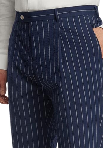 Men's Striped Straight Fit Pants for Business Casual Office Work Trousers3