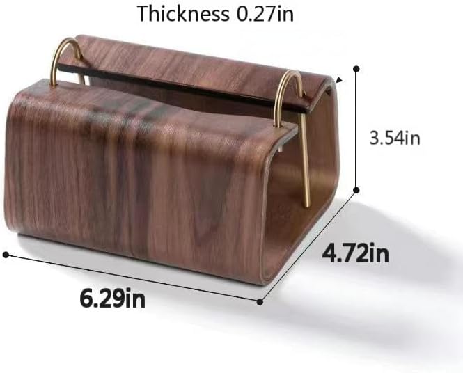High end Wood Grain Tissue Box Holder, Desktop Tissue Dispenser with Metal Handle, Office Desk, Home Desktop Paper Drawer, Gift, Gift 6.29x4.72x3.54 inches