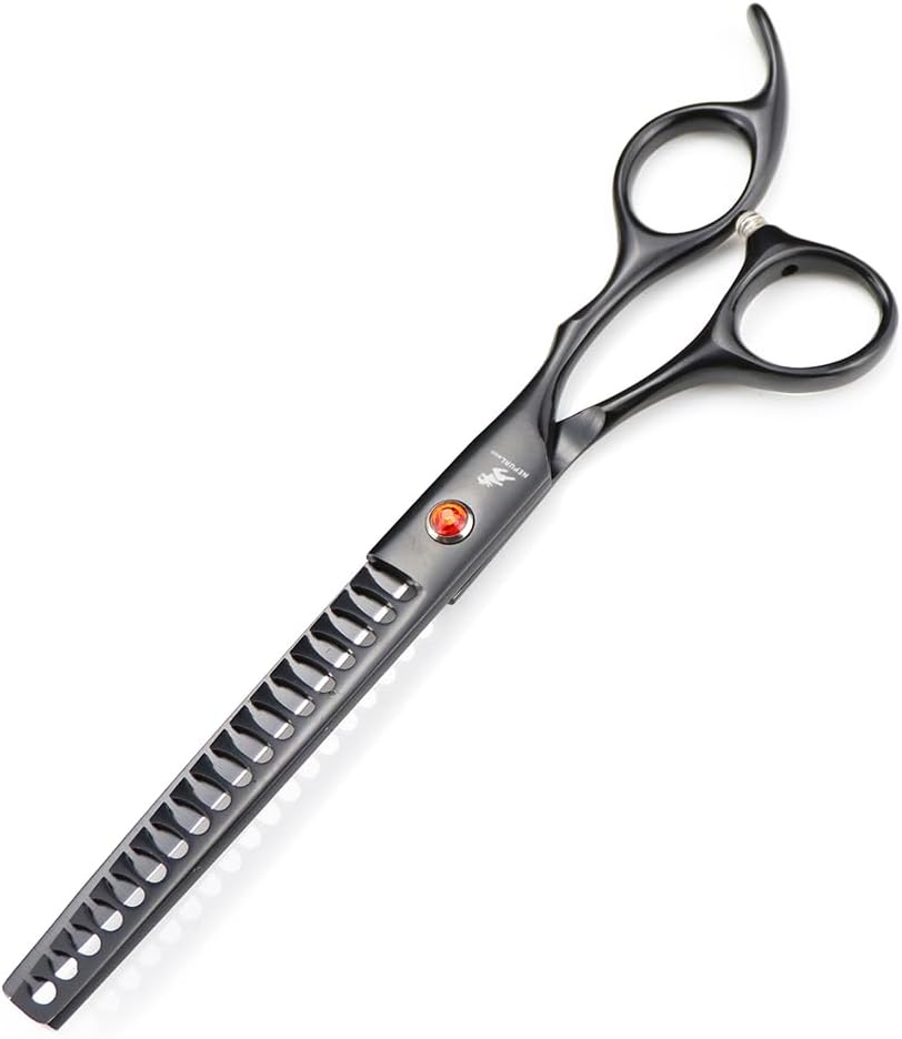 7.0" Dog Grooming Scissors Set Pet Grooming Kit Round-tip Safety Scissors Fishbone Teeth Shears with Forceps Hairdressing Hair Styling Tool Gift 5 Pieces (Black)