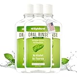 Xyloburst Xylitol Mouthwash, Natural Oral Rinse - Alcohol-Free & Fluoride-Free Mouth Wash, Non Toxic Xylitol Rinse for Fresh Breath, Fresh Mint Flavor, SLS Free, Sugar Free, 3-Pack